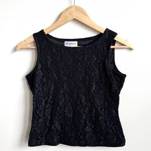 Vintage 90s Metaphor Black Floral Lace Tank Top Whimsygoth L (Fits Like Small)